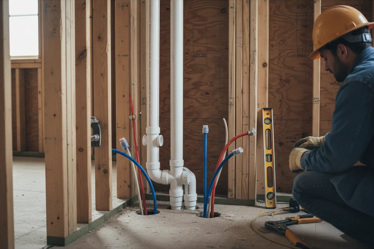 Drain and supply rough-in during Drain Cleaning in Dillard