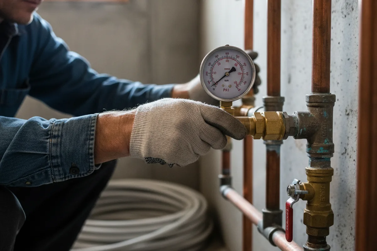 Pressure testing a repaired line during Water Line Repair in Dillard